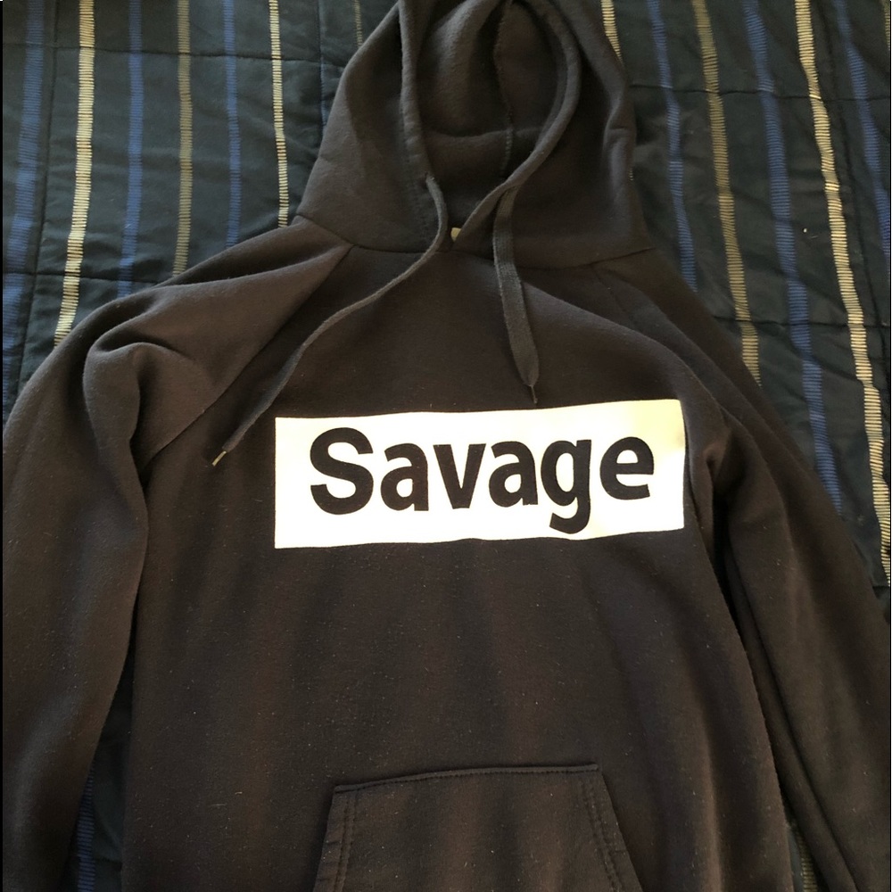 savage navy blue hoodie